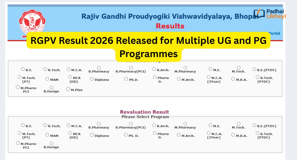 RGPV Result 2026 Released for Multiple UG and PG Programmes