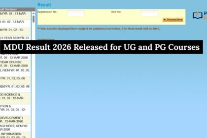 MDU Result 2026 Released for UG and PG Courses