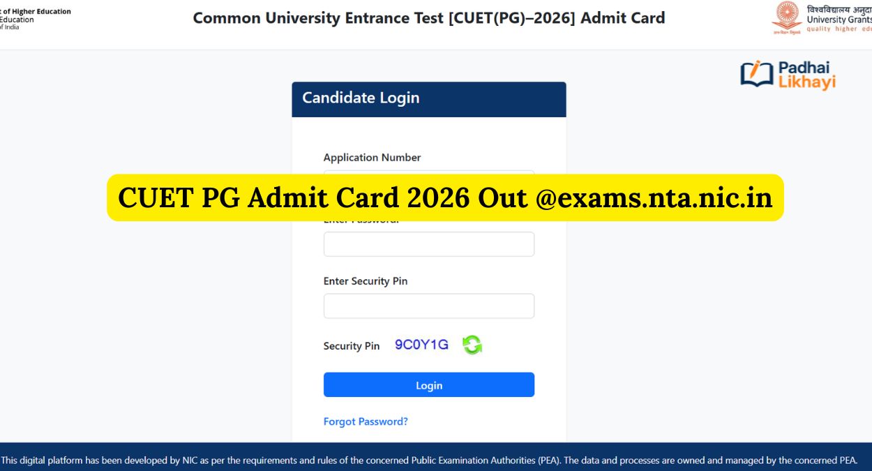 CUET PG Admit Card 2026 Out @exams.nta.nic.in, Download Hall Ticket