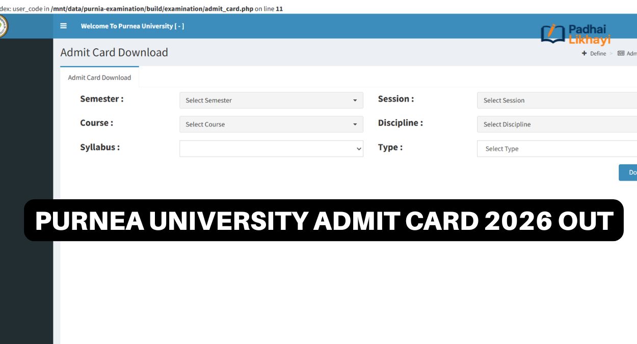 Purnea University Admit Card 2026 Out