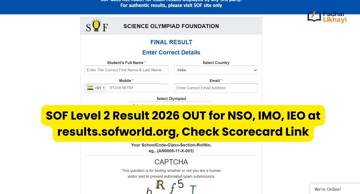 SOF Level 2 Result 2026 OUT for NSO, IMO, IEO at results.sofworld.org, Check Scorecard Link