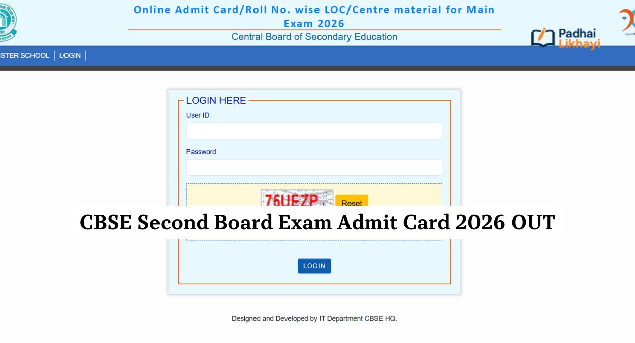 CBSE Second Board Exam Admit Card 2026