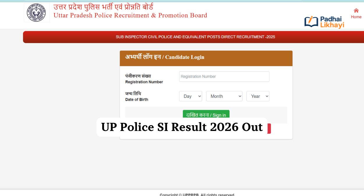UP Police SI Result 2026